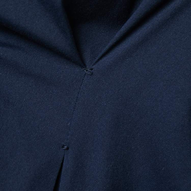 مملوكة مسبقًا Gucci Navy Blue Cotton Pleated Detail Shirt S