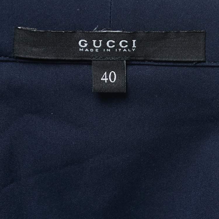 مملوكة مسبقًا Gucci Navy Blue Cotton Pleated Detail Shirt S