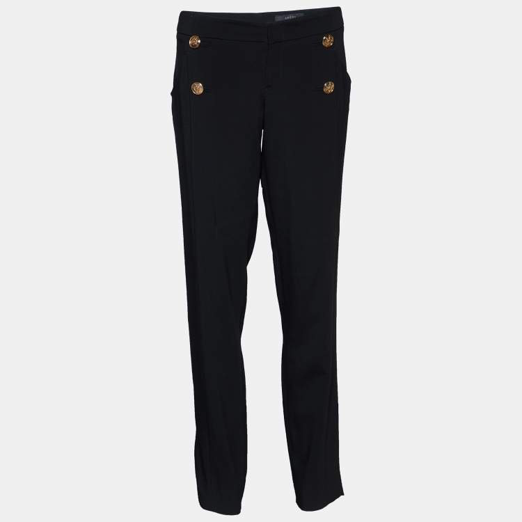 Pre Owned Gucci Black Crepe Slit Hem Detail Pants M