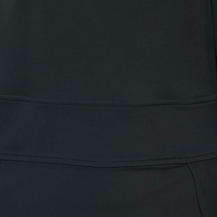Pre Owned Gucci Bottle Green Jersey & Silk Bishop Sleeve Midi Dress M