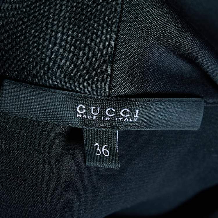 Pre Owned Gucci Black Silk & Satin Lapel Belted Jumpsuit XS