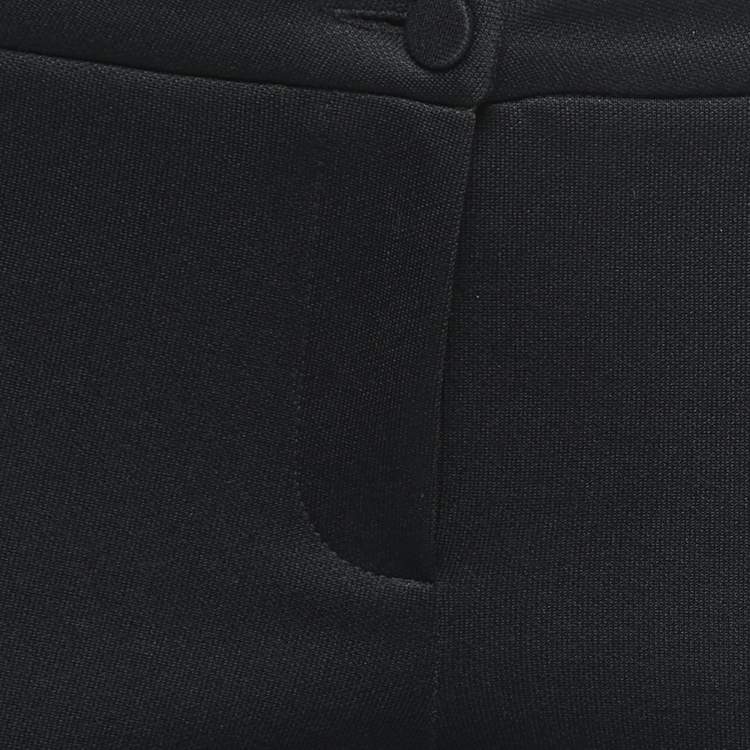 Pre Owned Gucci Black Jersey Rose Applique Stripe Detail Leggings S