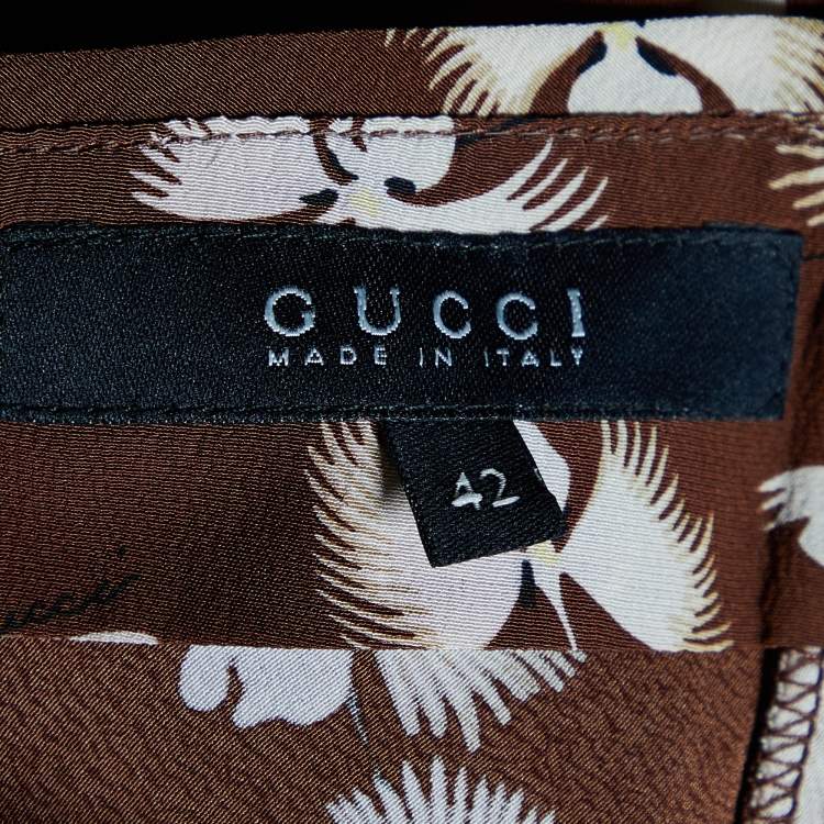 مملوكة مسبقًا Gucci Brown Floral Printed Silk Paneled Mini Skirt M