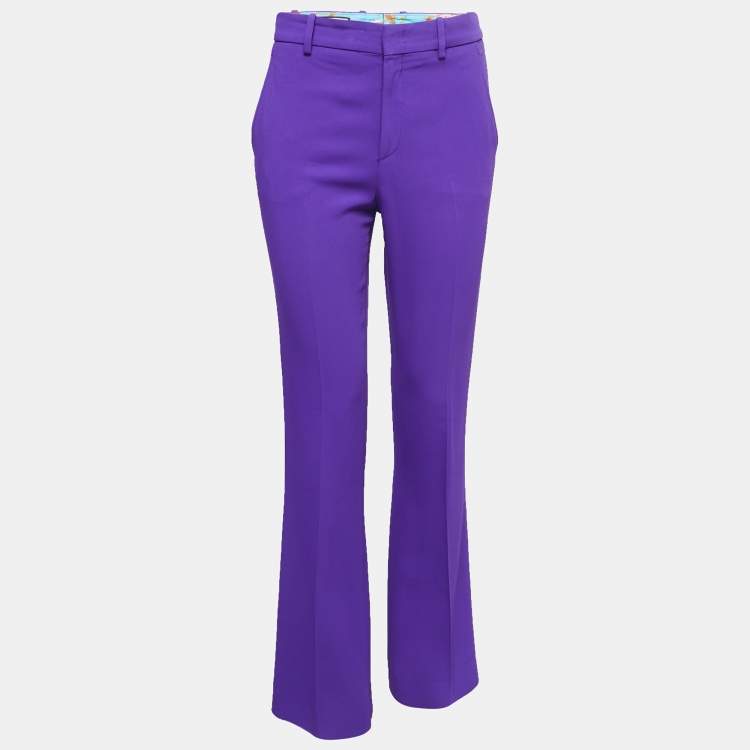 Pre Owned Gucci Purple Crepe Wide-Leg Trousers S