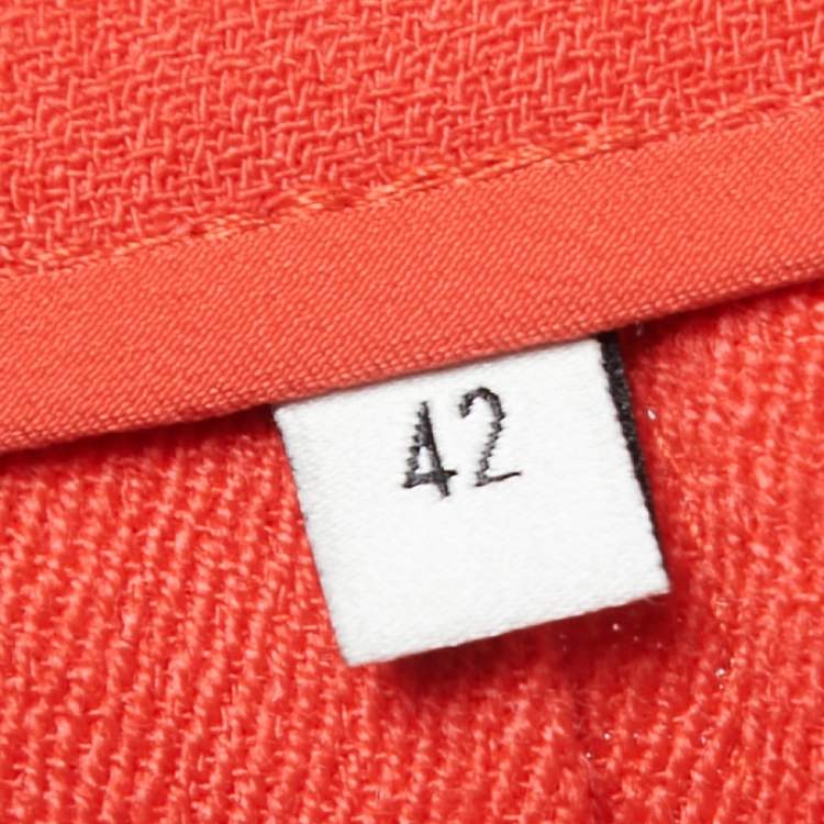 Pre Owned Gucci Red Wool Leather Trim Belt Detail Pleated Midi Skirt M