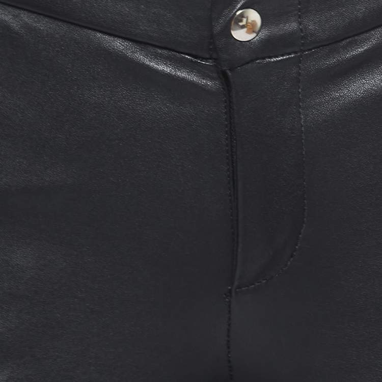 Pre Owned Gucci Black Leather Zip Detail Stretch Legging Pants S