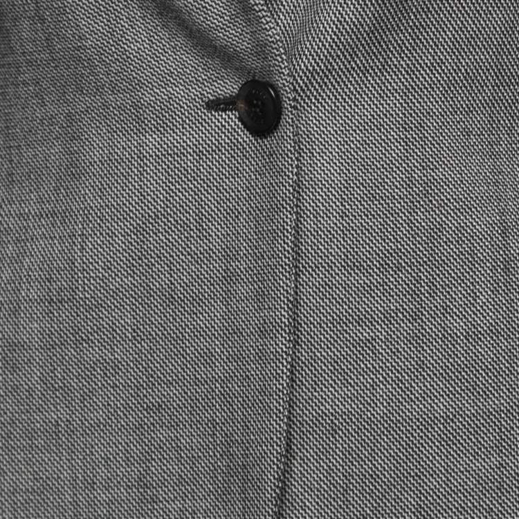 Pre Owned Gucci Black/White Textured Wool Single-Breasted Blazer S