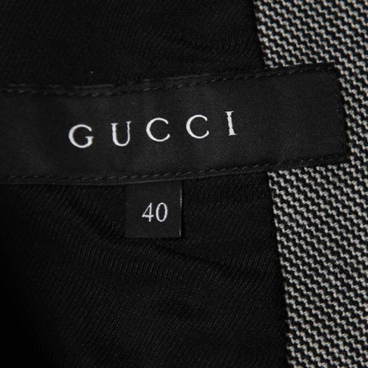 Pre Owned Gucci Black/White Textured Wool Single-Breasted Blazer S