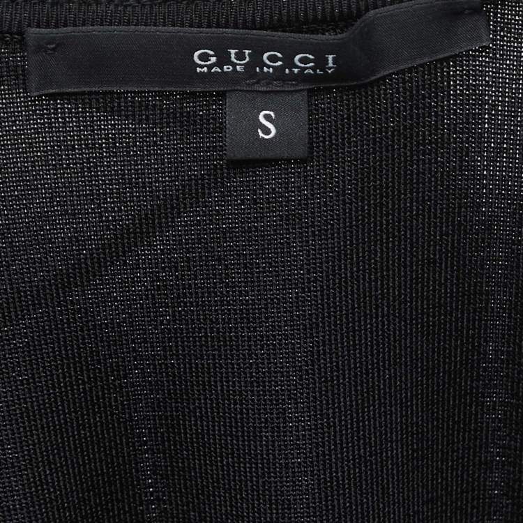 Pre Owned Gucci Black Knit Ruffled Halter Bodycon Dress S