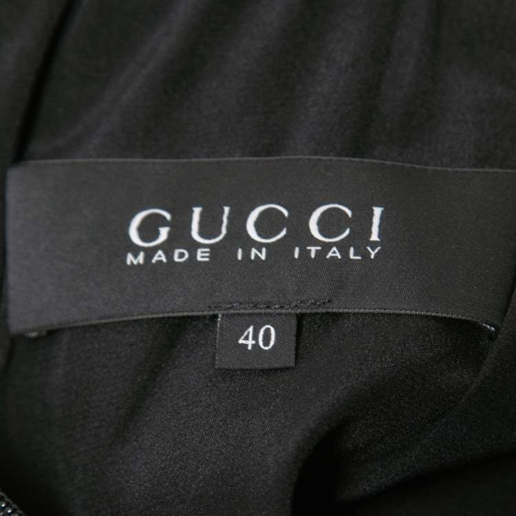 Pre Owned Gucci Black Crepe High Neck Midi Dress S