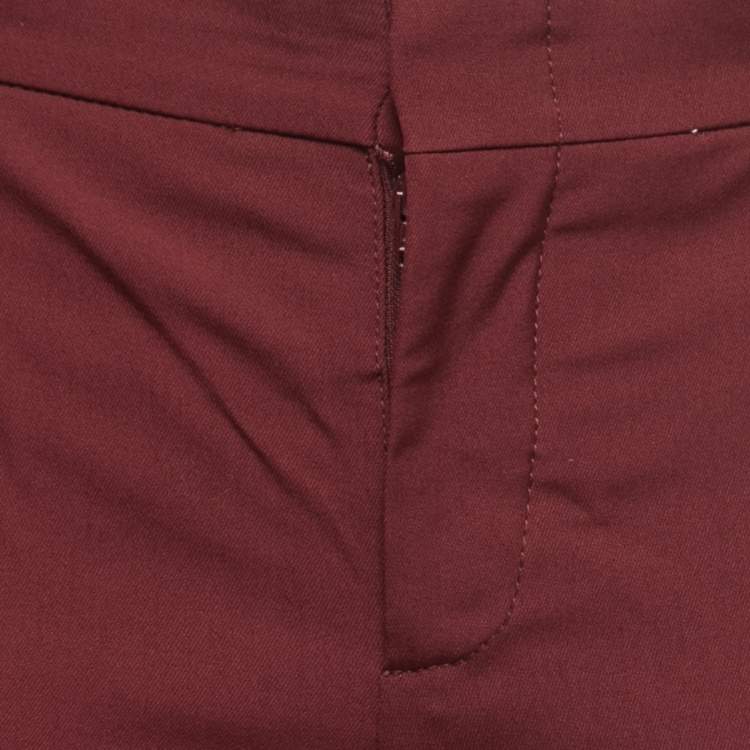 Pre Owned Gucci Burgundy Wool Flared Trousers S 