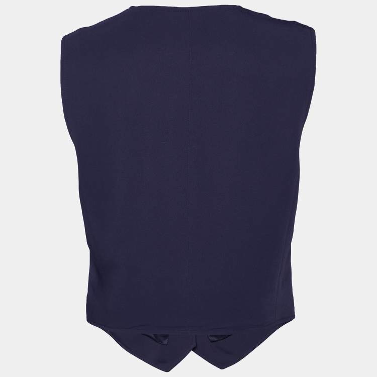 Pre Owned Gucci Navy Blue Crepe Button Front Vest L