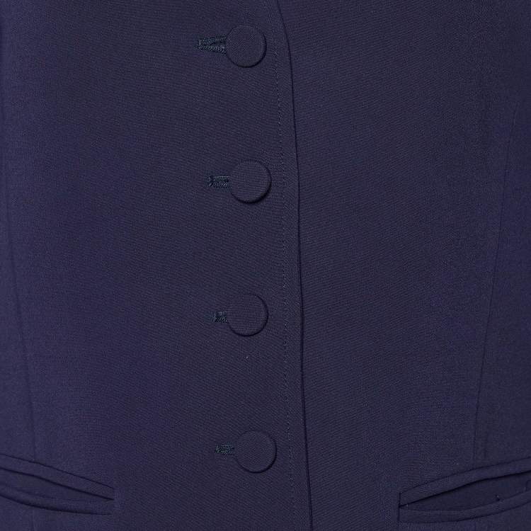 Pre Owned Gucci Navy Blue Crepe Button Front Vest L