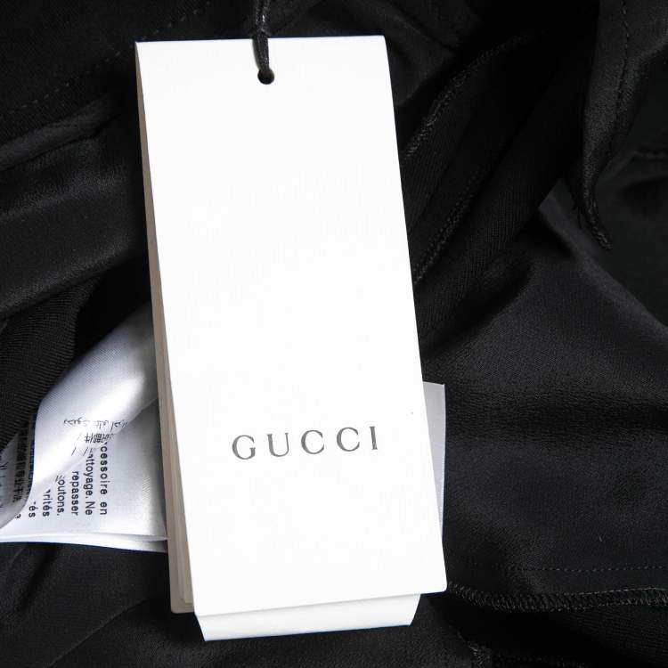 Pre Owned Gucci Black Crepe GG Belt Detail Flared Trousers S