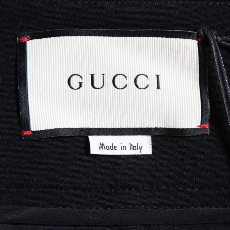 Pre Owned Gucci Black Crepe GG Belt Detail Flared Trousers S