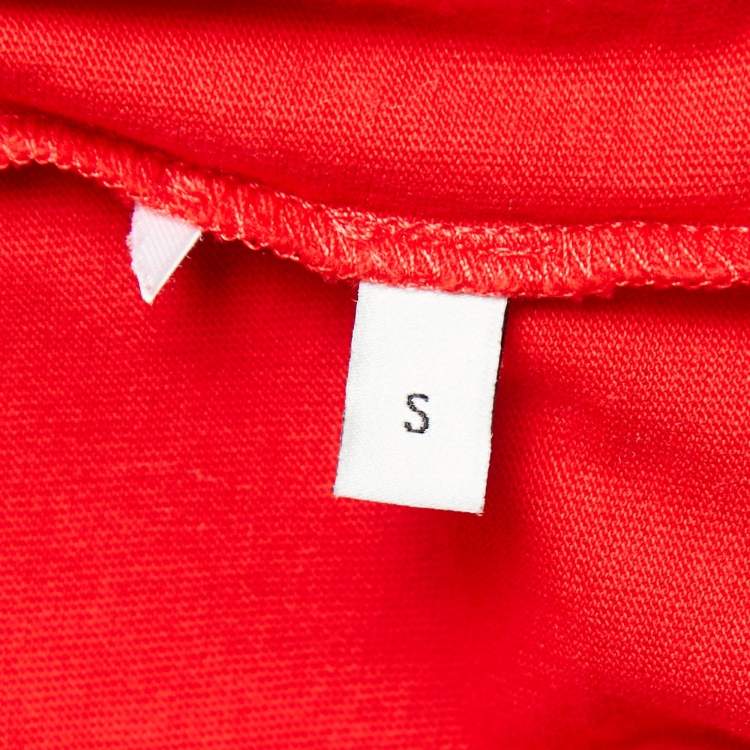 Pre Owned Gucci Red Cotton Logo Crystal Embellished T-Shirt S