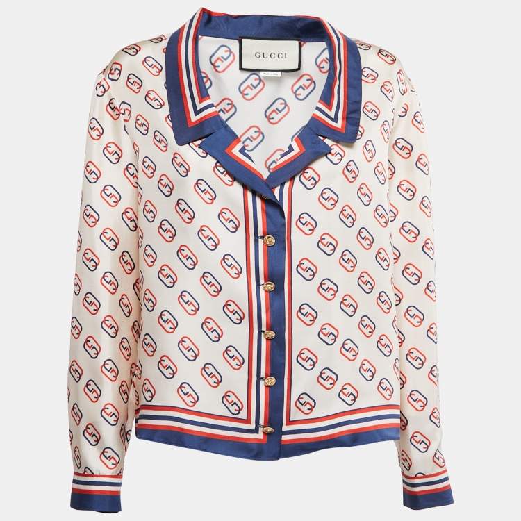 Gucci Monogrammed silk top, Women's Clothing