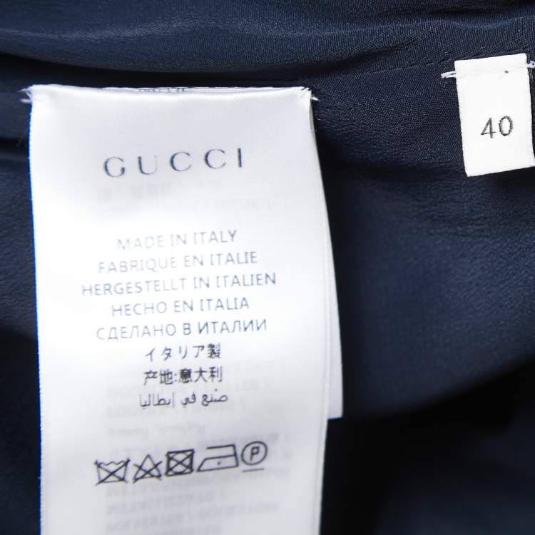 مملوكة مسبقًا Gucci Red/Blue All Over Logo Lurex Wool Pleated Midi Skirt S