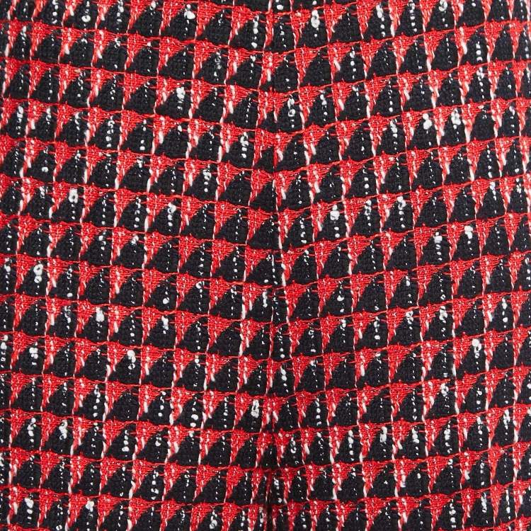 Pre Owned Gucci Red/Navy Blue Tweed Wide-Leg Culottes L