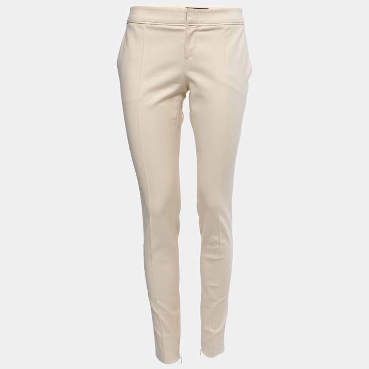 Pre Owned Gucci Ivory White Stretch Cotton Slim Fit Trousers M