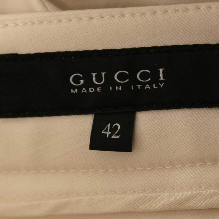 Pre Owned Gucci Ivory White Stretch Cotton Slim Fit Trousers M