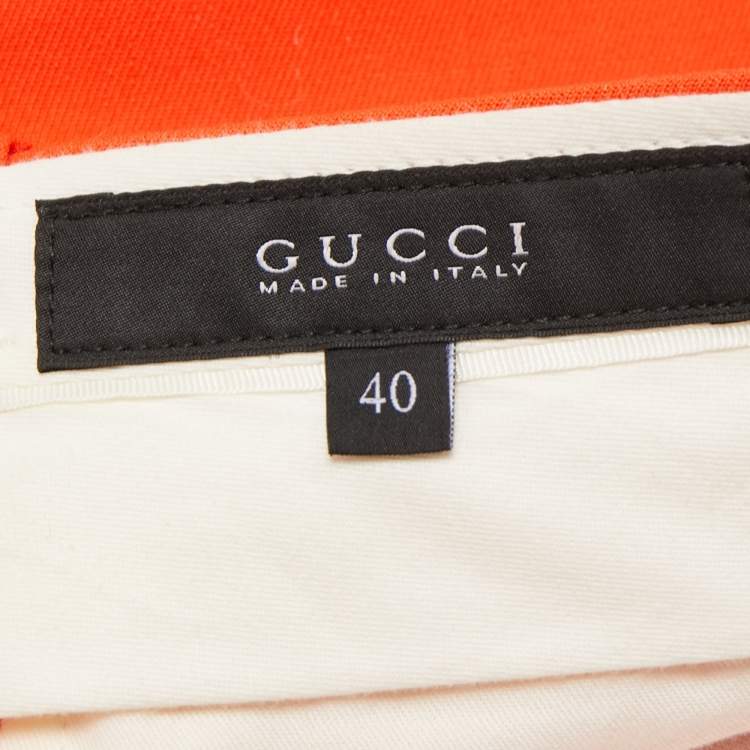 Pre Owned Gucci Orange Wool Straight Leg Trousers S