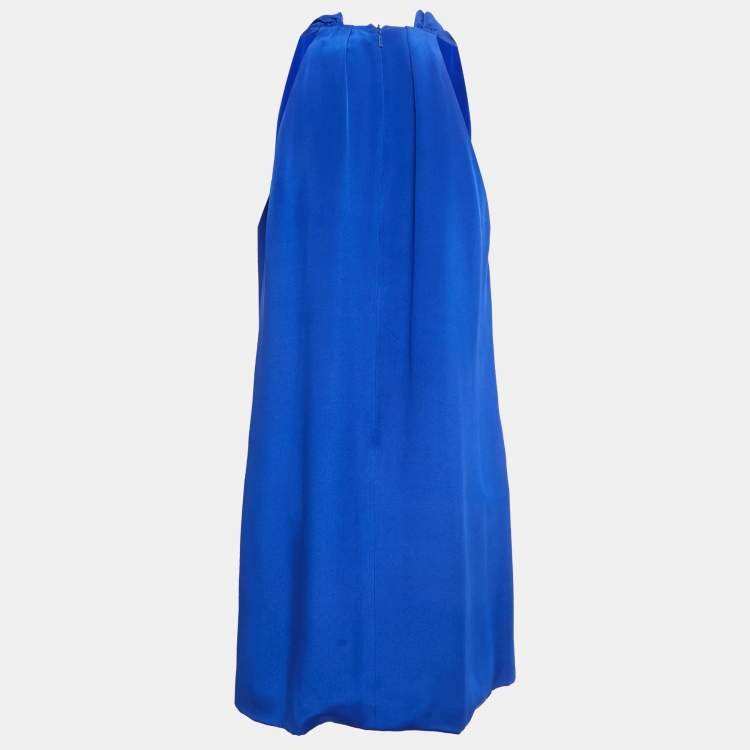 GUCCI★グッチ★素敵！Silk Sleeveless Dress, Blue Gucci Blue Satin Silk Cowl Neck Sleeveless Mini Dress M