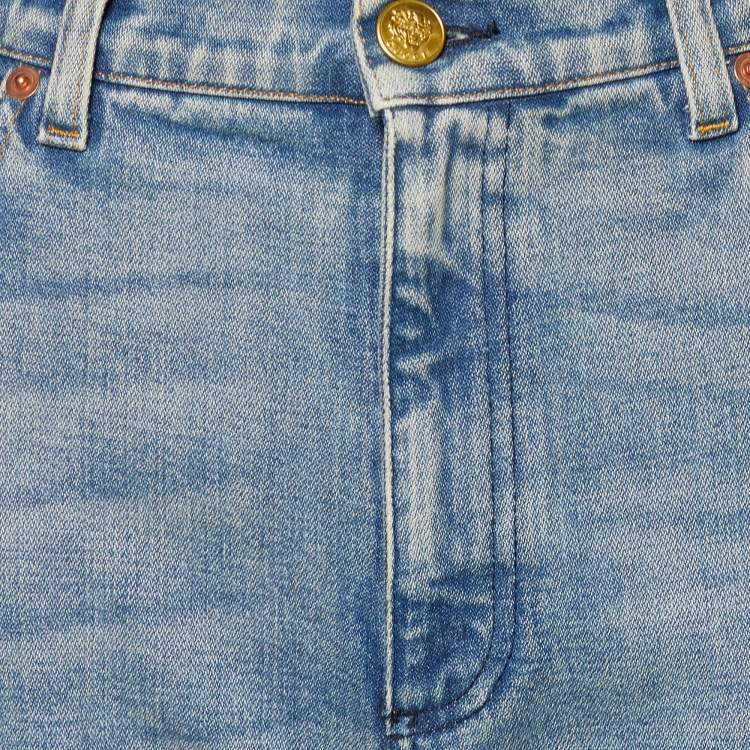 Pre Owned Gucci Blue Denim Guccy Applique Tapered Leg Jeans L Waist 31" 