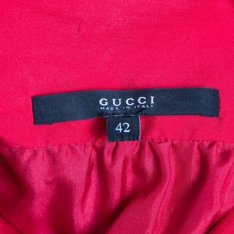Pre Owned Gucci Red Silk Blend Button Front Mini Shirt Dress M