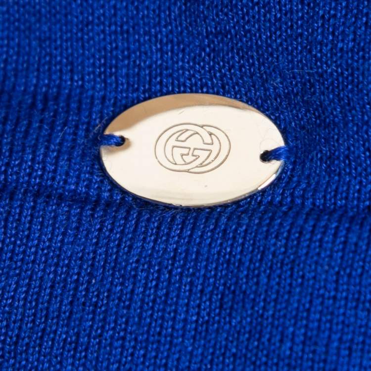 Pre Owned Gucci Blue Cashmere V-Neck Sweater XL