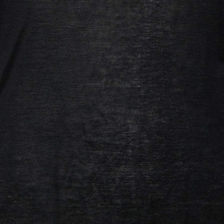 Pre Owned Gucci Black Cotton Knit Brooch Detail Top S