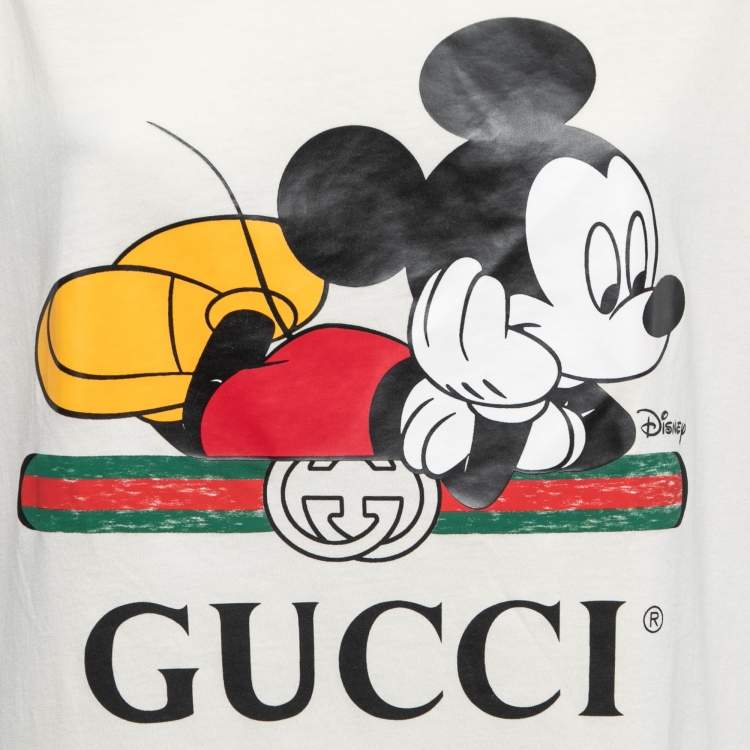 مملوكة مسبقًا Disney X Gucci Micky Mouse Print Cotton Crew Neck Oversized T-Shirt M