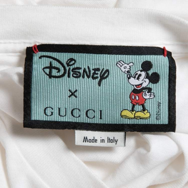 Pre Owned Disney X Gucci White Micky & Minnie Print Cotton Crew Neck T-Shirt XS