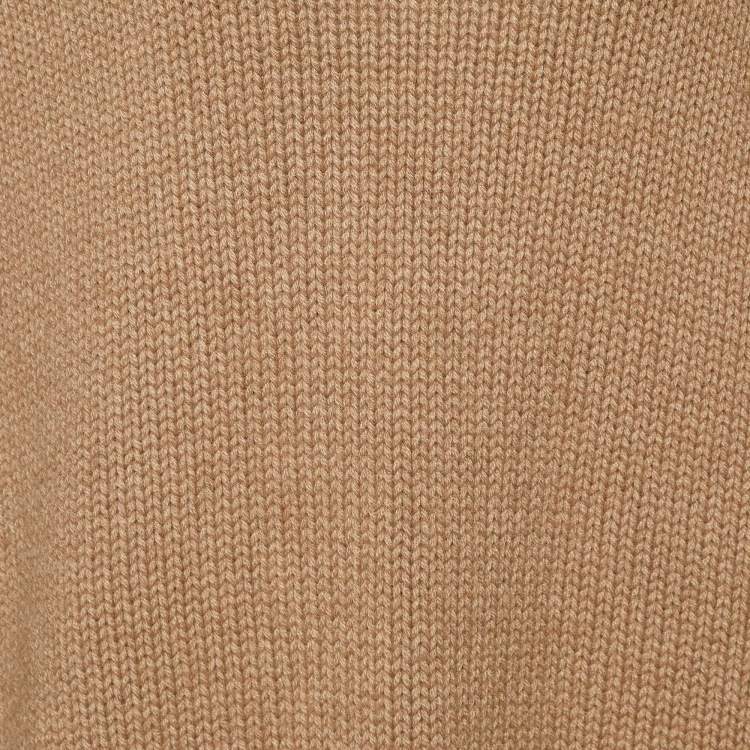 مملوكة مسبقًا Gucci Light Brown Camel Knit Turtleneck Poncho L