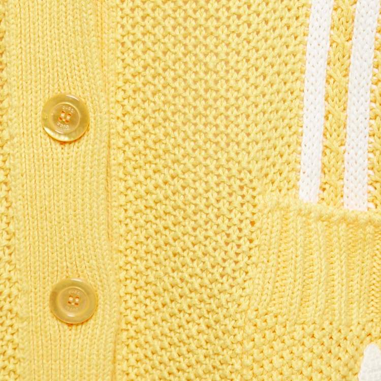 Pre Owned Gucci X Adidas Yellow Knit Buttoned Oversized Cardigan S
