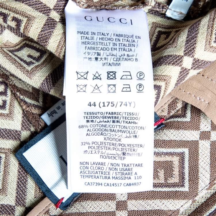 Pre Owned Gucci Brown Logo Jacquard Cotton Pleated Culottes M