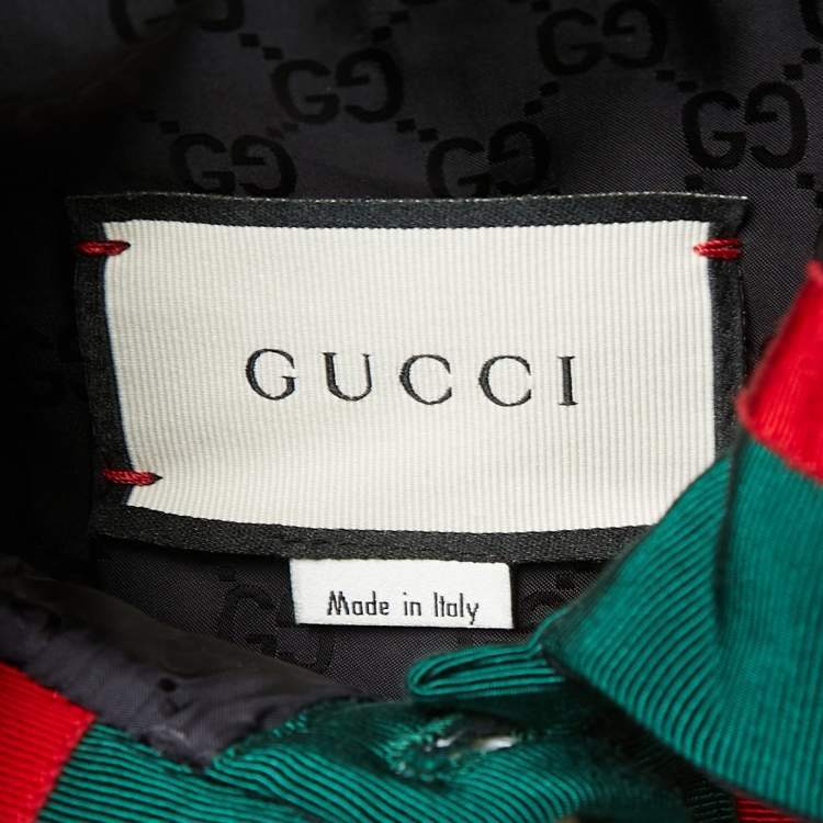 Pre Owned Gucci Black Quilted Nylon Wed Detail Button Front Hooded Jacket M