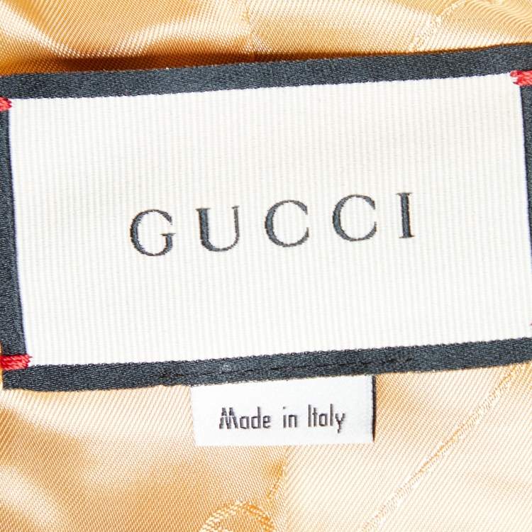 Pre Owned Gucci Brown Logo Jacquard Cotton Double Breasted Blazer M