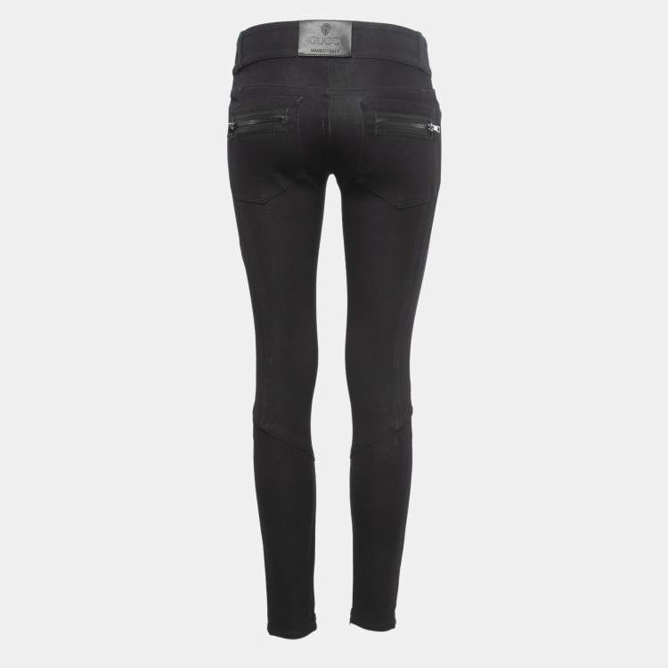 مملوكة مسبقًا Gucci Navy Blue Denim Zip Front Low-Rise Jeans S Waist 28"