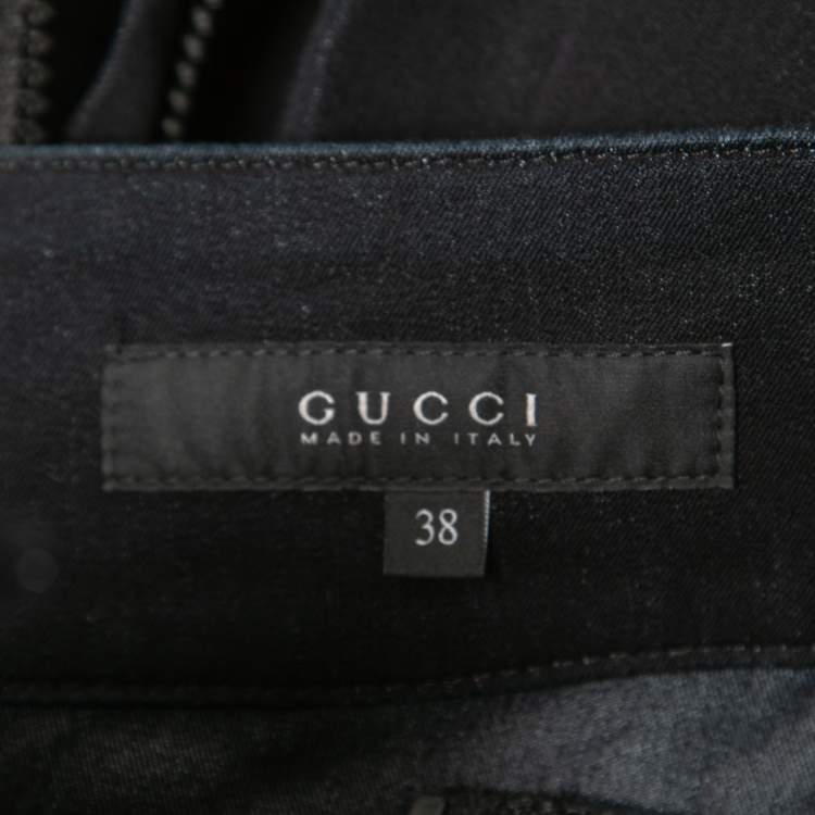 مملوكة مسبقًا Gucci Navy Blue Denim Zip Front Low-Rise Jeans S Waist 28"