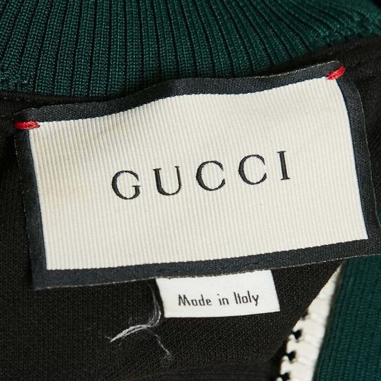 Pre Owned Gucci Black Technical Jersey Floral Embroidered Turtle Neck Dress S