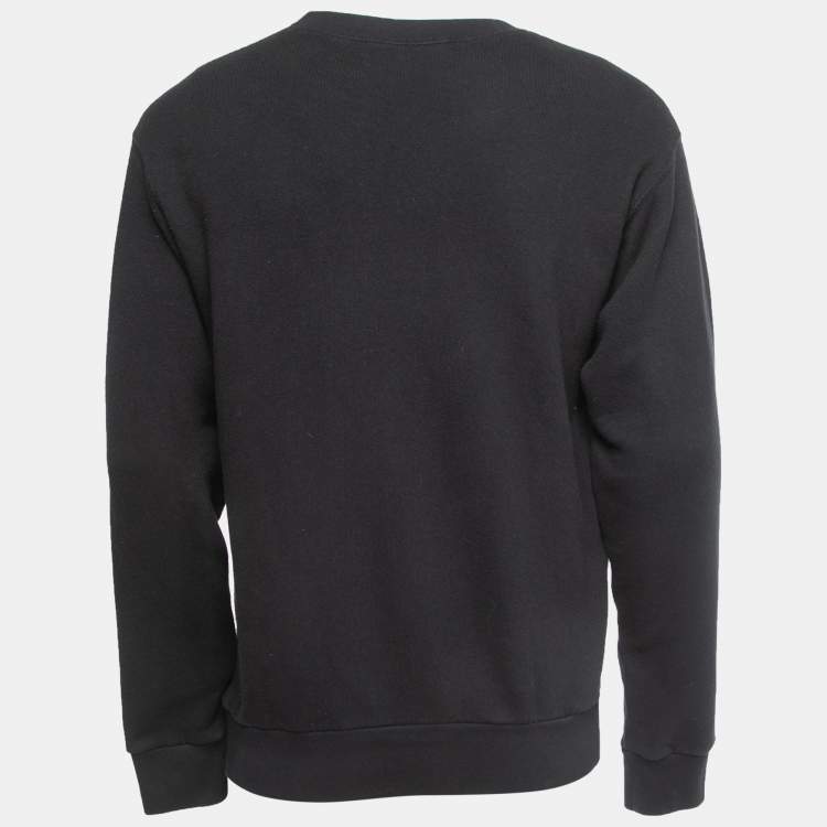 Pre Owned Gucci Black Logo Print Cotton Crew Neck Oversized Sweatshirt XS