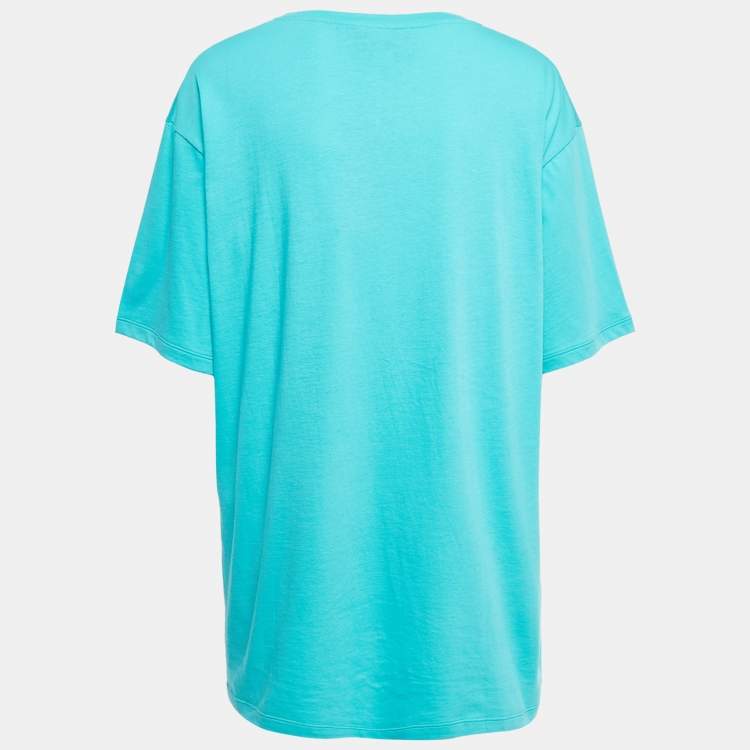 Pre Owned Gucci Green Logo Print Cotton Crew Neck Half Sleeve T-Shirt XXL