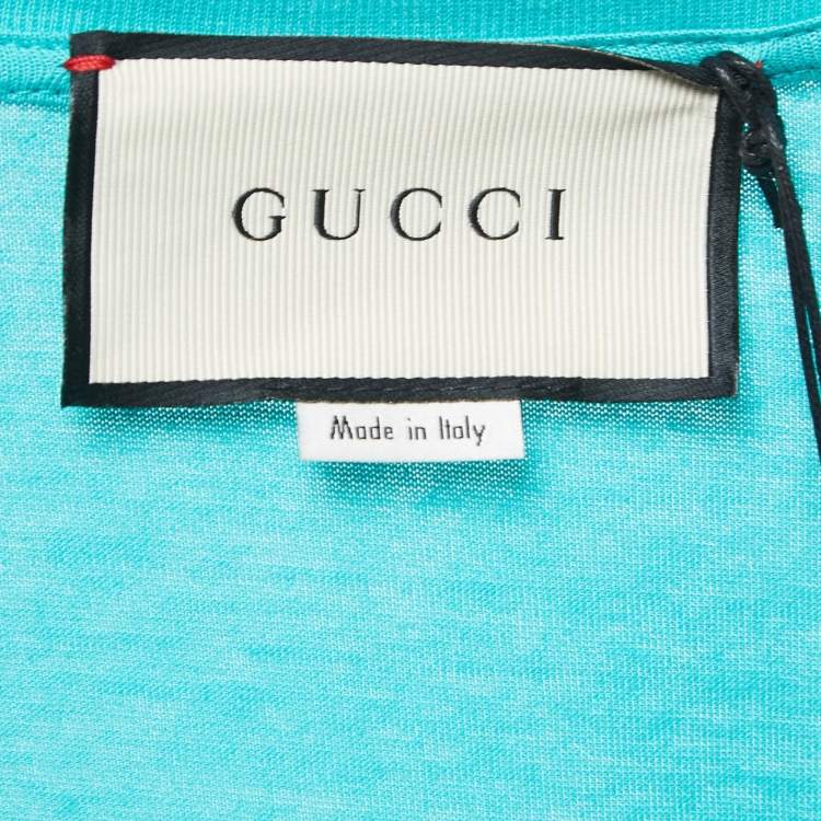 Pre Owned Gucci Green Logo Print Cotton Crew Neck Half Sleeve T-Shirt XXL