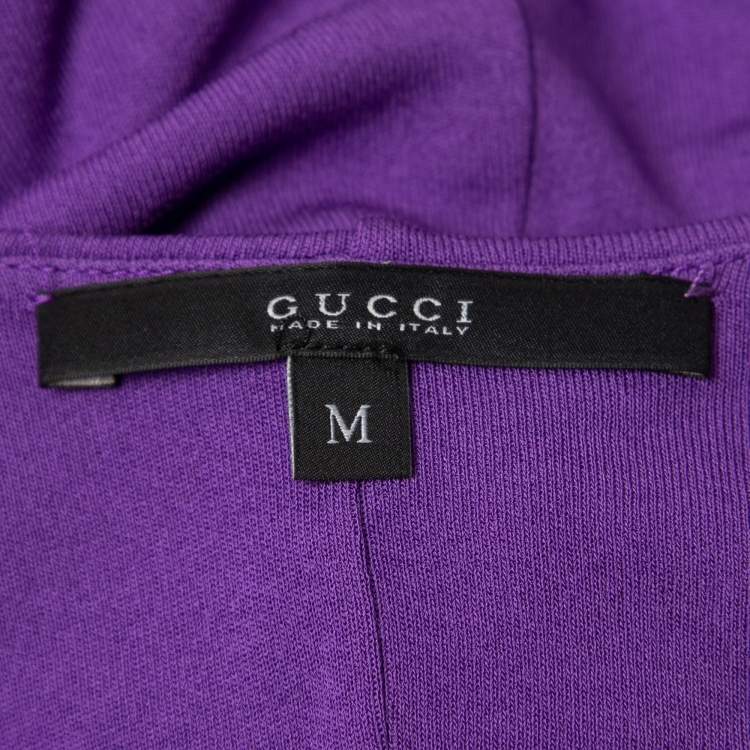 مملوكة مسبقًا Gucci Purple Crepe Horsebit Detail Halter Neck Top M