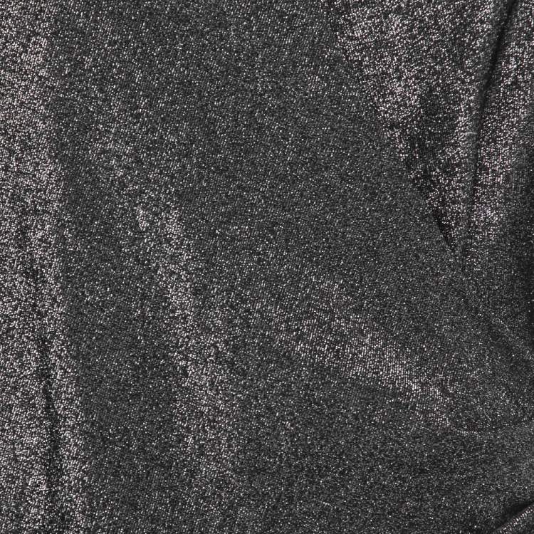 Pre Owned Gucci Metallic Black Knit Draped Half Sleeve Top S