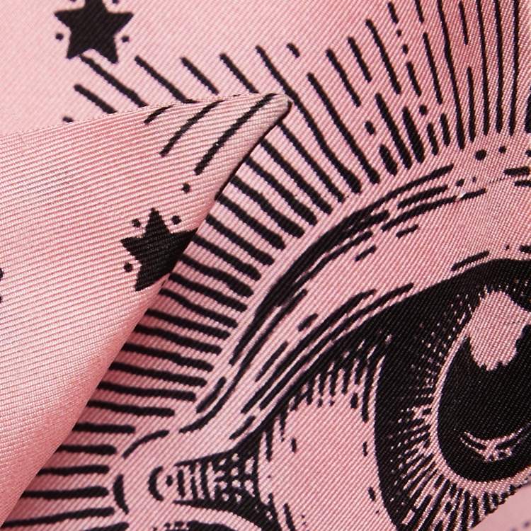 مملوكة مسبقًا Gucci Pink Eye Printed Silk Tie Neck Shirt S