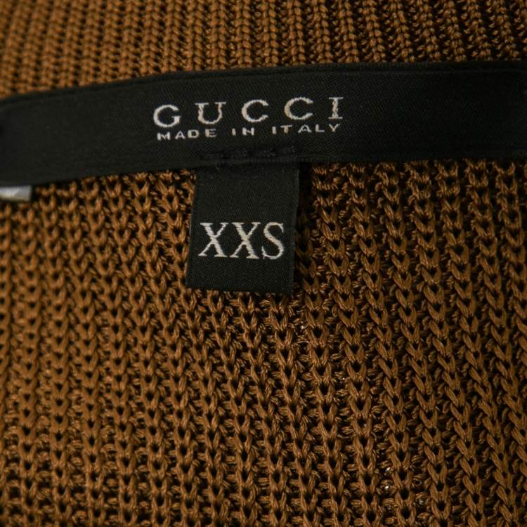 Pre Owned Gucci Metallic Gold Knit Sleeveless Top XXS