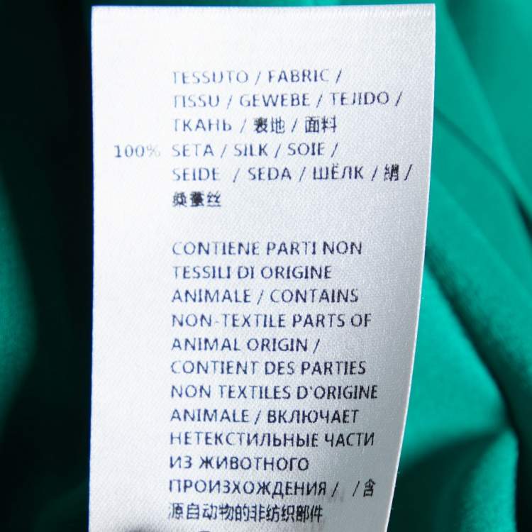 Pre Owned Gucci Green Silk Ruffle Detail Button Front Shirt M 