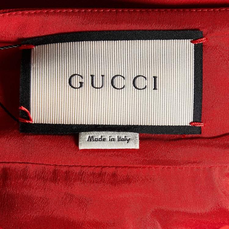 Pre Owned Gucci Red Wool & Silk Pencil Skirt L
